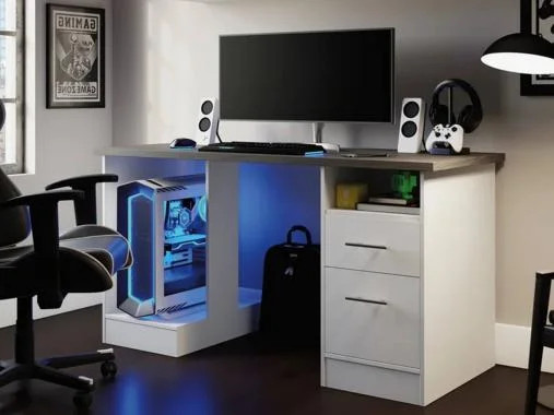 میز گیمینگ و میز کار حرفه ای ، مدرن و لاکچری ، سفید