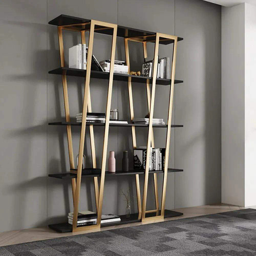 کتابخانه مدرن ترکیب ام دی اف و فلز 4 طبقه رنگ مشکی | رنگ بندی دارد
