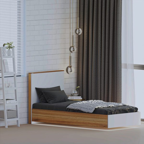 تخت خواب کوچک ام دی اف رنگ سفید گردویی | رنگ بندی دارد